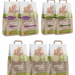 49 litrów Animax Cats Kruszon zbrylający MIX7 – zapas na 6 miesięcy – 7 opakowań, 25kg